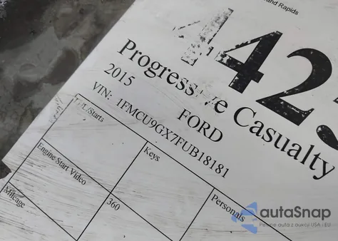 2015 Ford Escape Se из США, поврежденный, VIN 1FMCU9GX7FUB18181